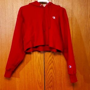 Champion Women's Large Red Cropped Hoodie